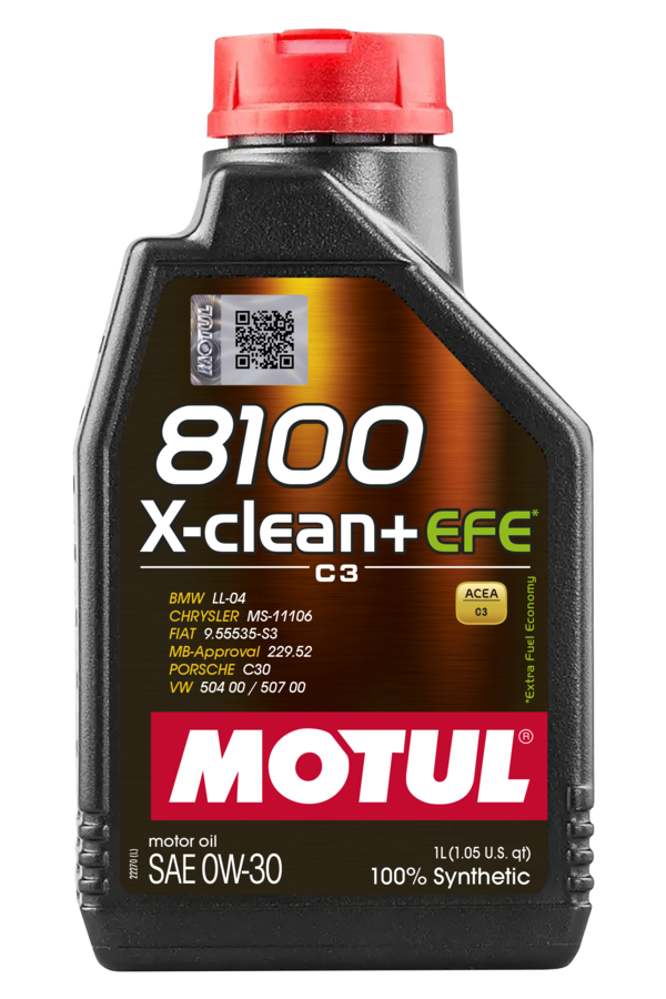 Motul 8100 X-CLEAN+ EFE 0W-30 — 1L Bottle