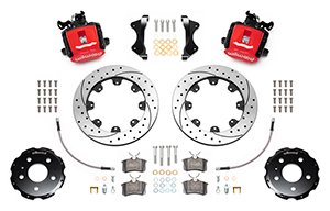 Wilwood CPB Rear Kit, 12.19", Drilled, Red — 2003-2008 Audi A4 w/Lines