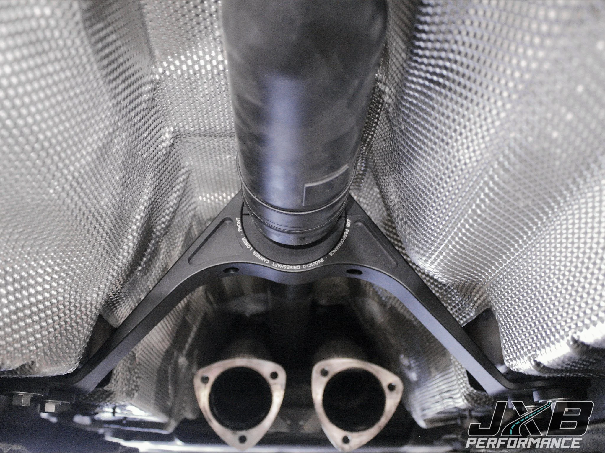 JXB Performance 8V001A0 both-bushing driveshaft carrier installed after