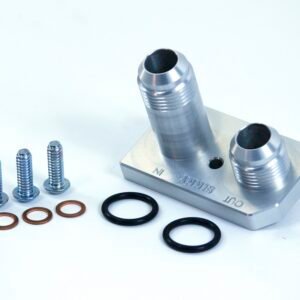 Sikky Manufacturing Oil Pan Adapter Block, Bottom Port -10AN Oil Line Nipple Style For Remote Oil Filter Lines — Each