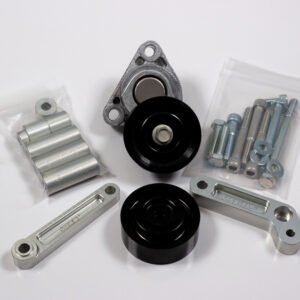 Sikky Manufacturing Front drive mount kit includes Power steering spacers and hardware (need to add either PS Delete or PS mount), Alternator mounting brackets and hardware, Tensioner and ha…